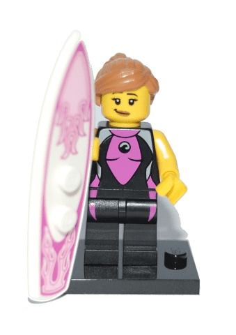 Lego Minifigures Beach Day Lot of 4 Figures Surfers Swimsuit Umbrella Crab