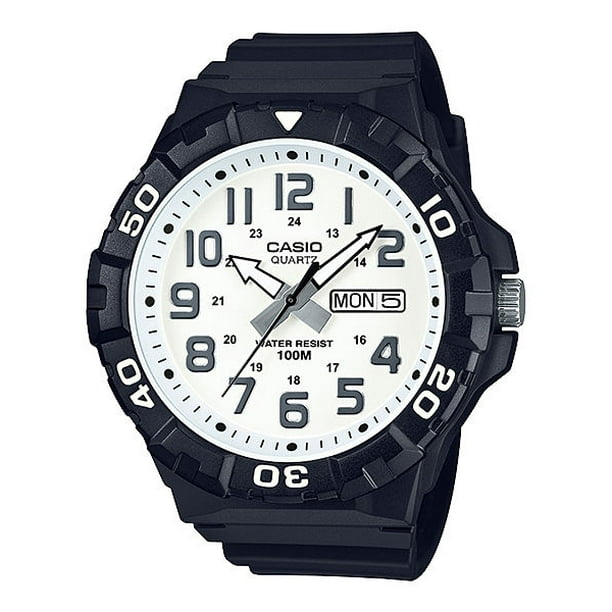 Casio Casio MRW210H7AV Men's Black Rubber Band Big White Face Day