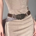thumbnail image 7 of Women Western Belts Vintage Cow Rivet Leather Belt Y2k Punk Waist Belt Versatile Belt for Jeans Dress Pants, 7 of 7