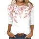 thumbnail image 2 of Fiudx Ofertas Flash Del Día Solo En Línea Camiseta Estampada a La Moda para Mujer, Blusa de Mangas 3/4, Tops Informales con Cuello Redondo, 2 of 4