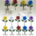 thumbnail image 4 of Creative Resin Wall Hooks Hand Painted Hanging Hooks Art Flower Design Home Decor Organization Coat Hat Key Holder, 4 of 9
