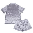 thumbnail image 2 of Women’s Short Sleeve Button Down Silky Satin Pajamas For Adults - 2 Piece Shorts Set, Sizes Small To X-Large, 2 of 4