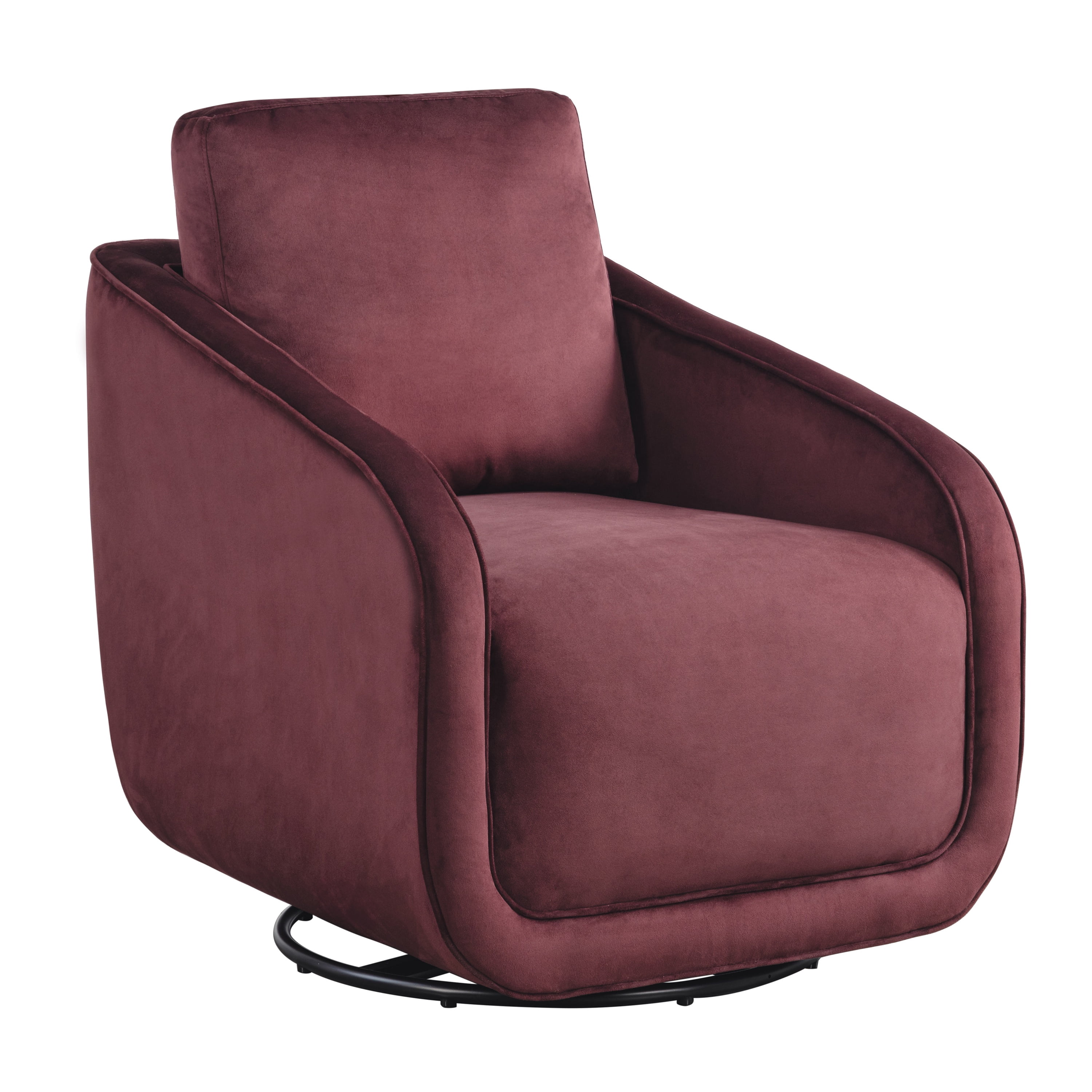 Studio Living Lychford Boho Swivel Accent Chair, Plum Velvet Fabric