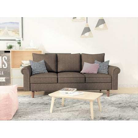 US Pride Furniture Eleazzer Matte Velvet Fabric Apartment Sofa Brown