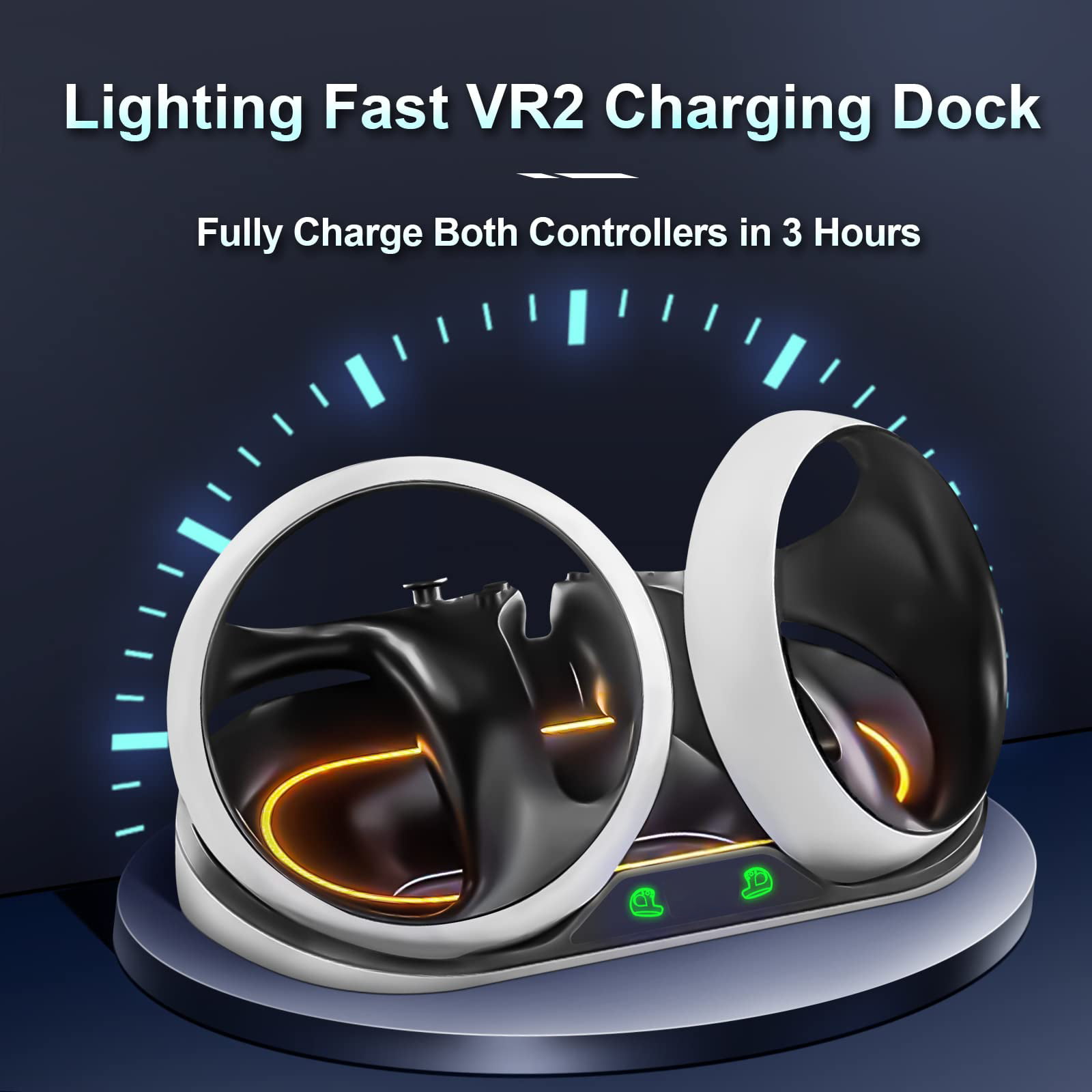Hastraith Charging Dock for PS5 VR2 Controller, Fast Charger Station with 2  Rechargeable Port, Magnetic Charging Base with LED Indicator for PS VR2