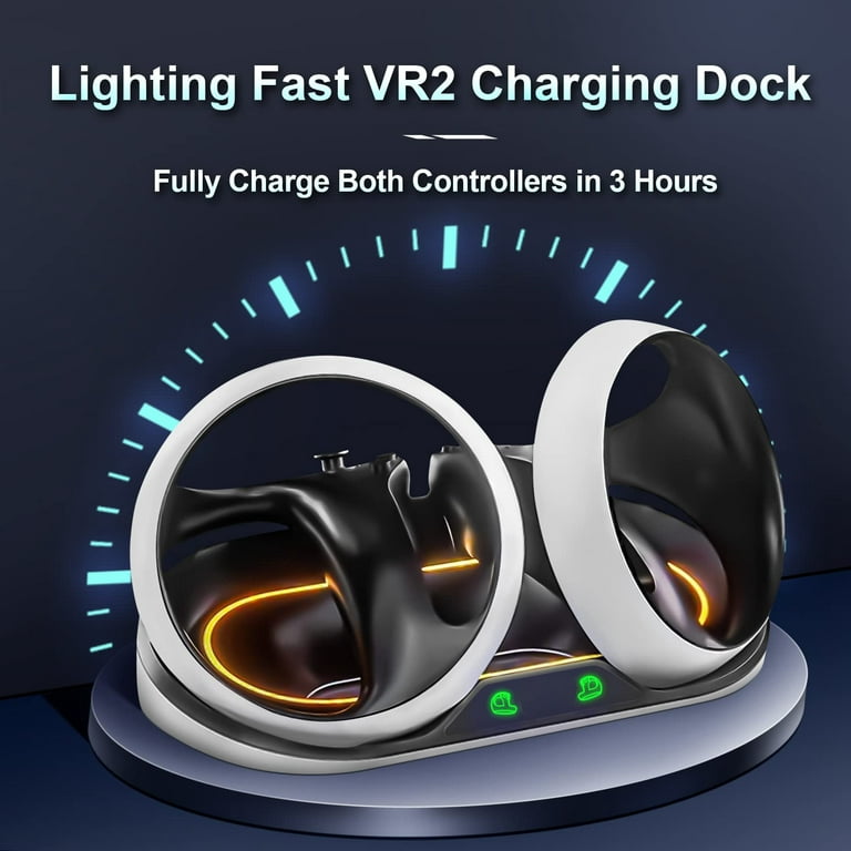  Controller Fast Charging Station for PSVR2 Sense, Charging Dock  Game Accessories for PSVR 2 Charger with LED Light, Headset Display Stand  and Controller Mount, Magnetic Connector, USB to Type-C Cable 