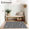 thumbnail image 3 of ODIKA 3'x5' Machine Washable Non-Slip Area Rug, Tie Dye Swirl Monochrome High Traffic Rug with Pad, Black, 474049, 3 of 8
