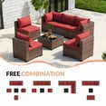 thumbnail image 4 of Poteban Patio Furniture Sets, Modular Rattan Outdoor Patio Sectional Furniture Sofa Set, Wicker Patio Conversation Set for Backyard,7PCS, 4 of 8