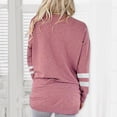 thumbnail image 3 of Women's Long Sleeve T-Shirt, Crewneck Stripe Sleeve Casual Top, Basic Loose Fit Tee for Women, Soft Everyday Shirt for Daily Wear, Fall and Winter Layering Staple-Pink, 3 of 7
