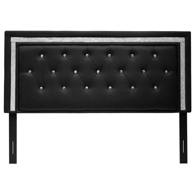 Best Master Furniture Tufted Vinyl Upholstered Headboard, Queen, Black
