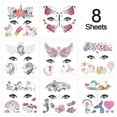 thumbnail image 7 of 8 Sheets Face Temporary Tattoos for Kids, Unicorn Mermaid Face Paint Fake Tattoos for Birthday Party Favors Gift Bags Filler Holiday Makeup Supplies, 7 of 7