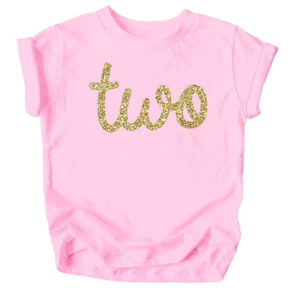 Olive Loves Apple Girls 2nd Birthday Two Shirt for Toddler Girls Second Birthday Outfit Gold on Pink Shirt 2T