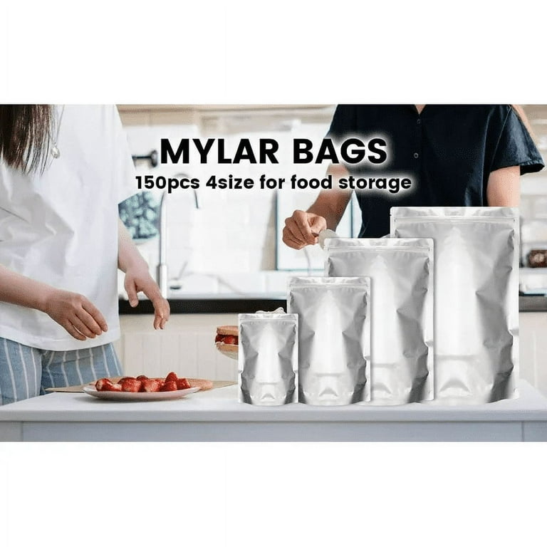 Wattne 150 Pack Mylar Bags for Food Storage, Resealable Zip Locks