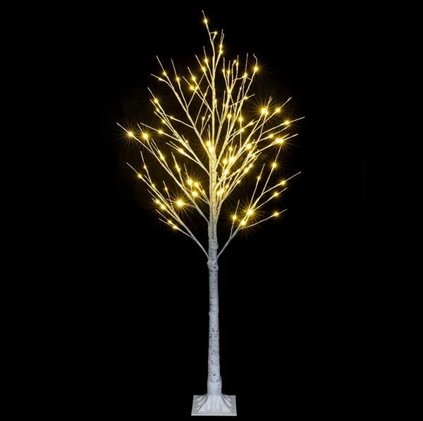 White Christmas Trees, SEGMART 5ft White Birch Christmas Tree with Warm