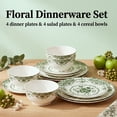 thumbnail image 5 of Onader 12 Piece Tableware Set, Rose Floral Dinnerware Set for 4, Ceramic Plates and Bowls Sets for Home Kitchen Restaurant, Scratch Resistant & Microwave Safe, Green, 5 of 9