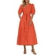 thumbnail image 1 of Vestido midi PRETTYGARDEN 2025 con cuello en V y manga corta con bolsillos, 1 of 9