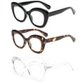 thumbnail image 3 of REAVEE 3 Pack Oversized Cat Eye Reading Glasses for Women men Thick Frame, Blue Light Blocking Readers Stylish Large Eyewear, 3 of 4