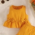 thumbnail image 5 of TOWED22 Toddler Girls Summer Sets 2 Piece Lovely Tank Tops Sleeveless Shorts Clothing Outfits Adorable(Yellow,12-18 M), 5 of 5