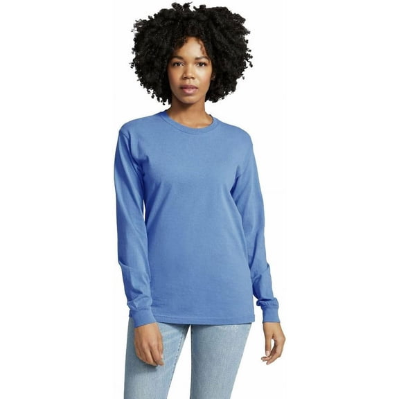 Comfort Colors Men's Adult Long Sleeve Tee, Style 6014 Large Flo Blue