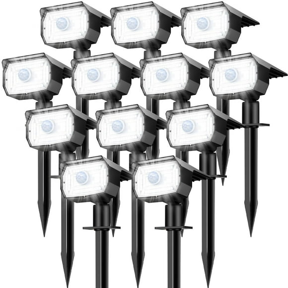 Focos solares Nipify, paquete de 12, 56 LED, impermeables para exteriores