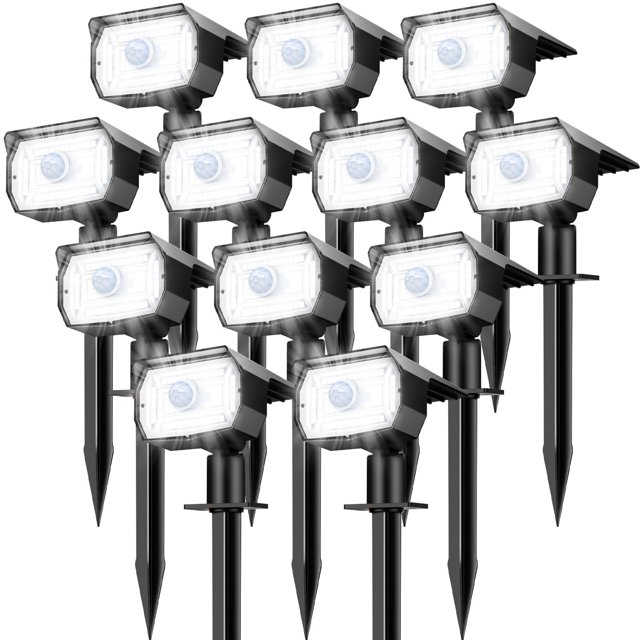 Focos solares Nipify, paquete de 12, 56 LED, impermeables para exteriores