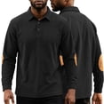 thumbnail image 2 of Aimik Corduroy Polo Shirts for Men Long Sleeve Elbow Patch Turndown Collar Casual Work Shirts Fall Winter Durable Button Down Collared Tee, 2 of 6