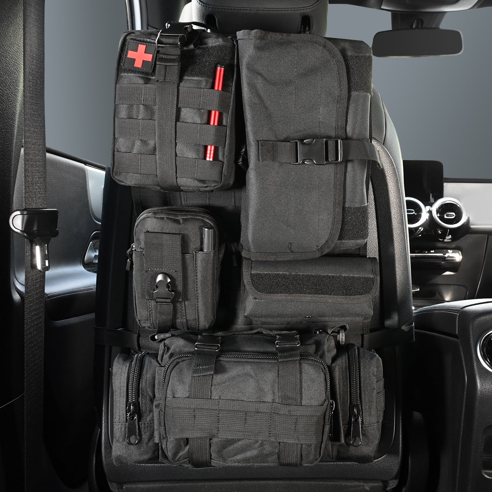 Tactical Car Back Seat Cover Molle Organizer Multi-function Bag Pockets Storage