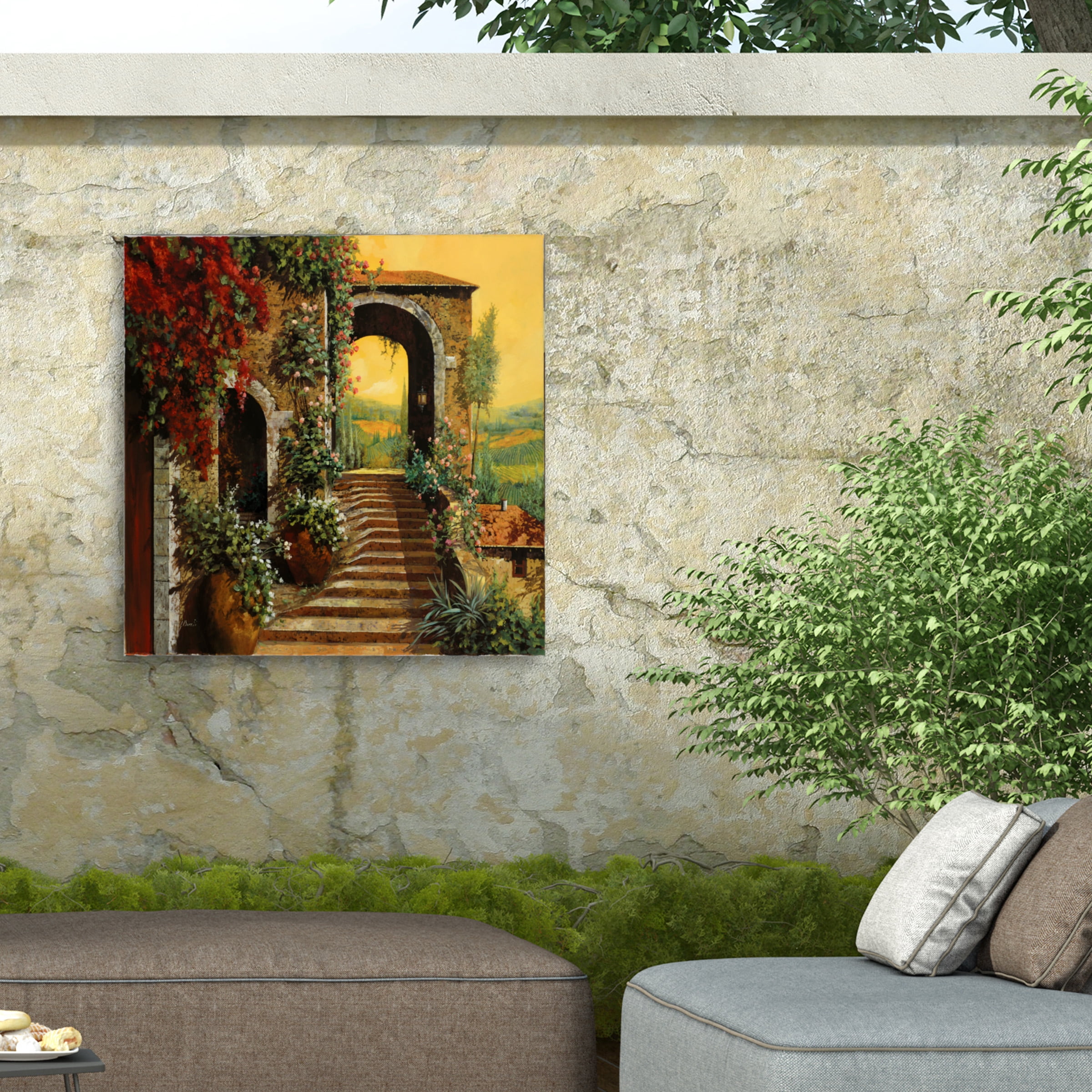 Guido Borelli 'Le Scale' Outdoor Canvas 35x35
