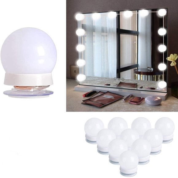 Hollywood Style LED Vanity Mirror Lights Kit with 10 Dimmable Light Bulbs For Makeup Dressing Table and Power Supply Plug in Lighting Fixture Strip, Vanity Mirror Light, White (No Mirror Included)