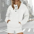 thumbnail image 2 of Fiaer,Womens 2025 Oversized Hoodies Button Collar Drawstring Hooded Pullover Casual Long Sleeve Hooded Sweatshirt White XL, 2 of 5