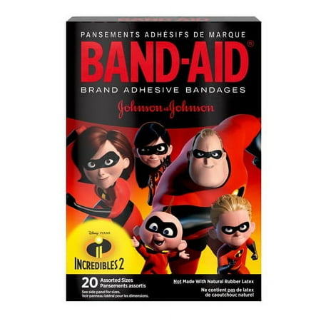 Band Aid Brand Adhesive Bandages Incredibles 2, Assorted Sizes, 20 Ea, 2 Pack