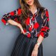 thumbnail image 3 of Camisa De Solapa Camisas casuales de mujer Camisa de solapa suelta estampada a la moda Blusa de calle (Rojo XL) Cgtredaw para Mujer Rojo T S, 3 of 6