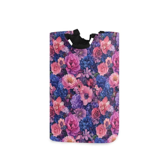 Yayeee Freestanding Laundry Hamper with Handle Collapsible Large Storage Basket for Clothes, Vibrant Art Flowers