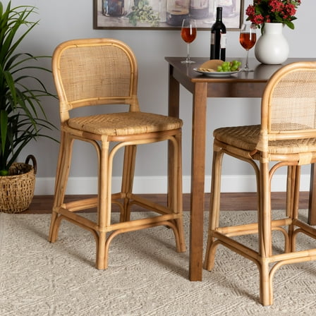 bali & pari Adrena Rattan Counter Stool, Natural Brown