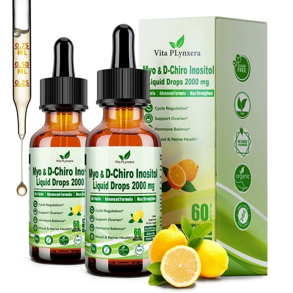 2 pack Myo-Inositol&D-Chiro Inositol Supplement for Women,40:1 Ratio Inositol Complex w.Multivitamin Chasteberry for Hormone Balance,Ovarian&Cycle Health*Liquid Drops 6x Stronger than Pills  Powder