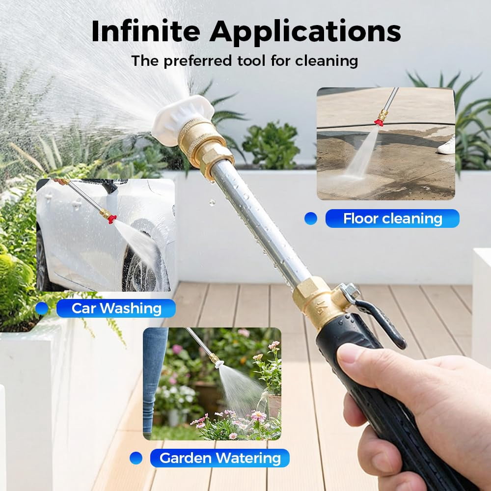 Jet Nozzle for Garden Hose – High Pressure Hose Nozzle with 2 Nozzles for Patio(Black)