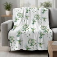 thumbnail image 2 of Summer Botanical Blanket Soft Cozy Warm Throw Blanket for Couch, Plush Fuzzy Flannel Fleece Blankets for Sofa, Green Spring Floral Birds Watercolor Bed Blankets Lightweight Gifts for Women, 50"x80", 2 of 9
