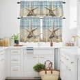 thumbnail image 3 of Retro Ocean Starfish Kitchen Curtains Valances and Tiers Set of 3 Coastal Vintage Watercolor Beach Marine Life Tier Curtains and Valance with Rod Pocket for Small Windows, 27.5"x24", 3 of 9