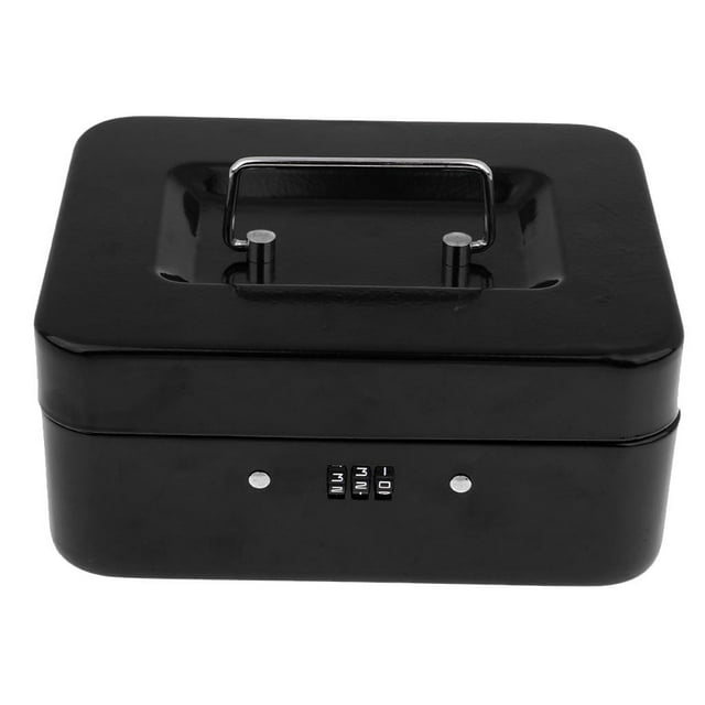 Tachiuwa Small Box Piggy Bank Money Box with Combination Lock for Security Black