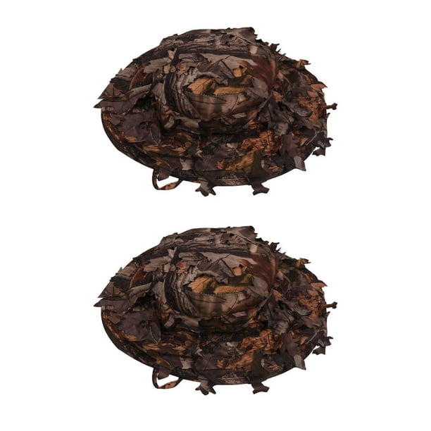 2X Sombrero de Caza de Camuflaje con Bionic 3D Gorra de Caza de Hojas de árbol Real Sombrero de Pesca para Exteriores