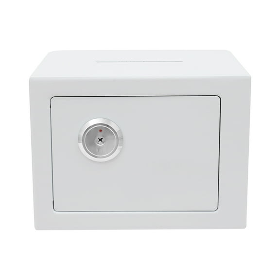 White Small Safe Box with Drop Slot, Safety Box for Money, Depository Safe with Drop Slot Mountable Cash Box with Lock for Home & Office Security