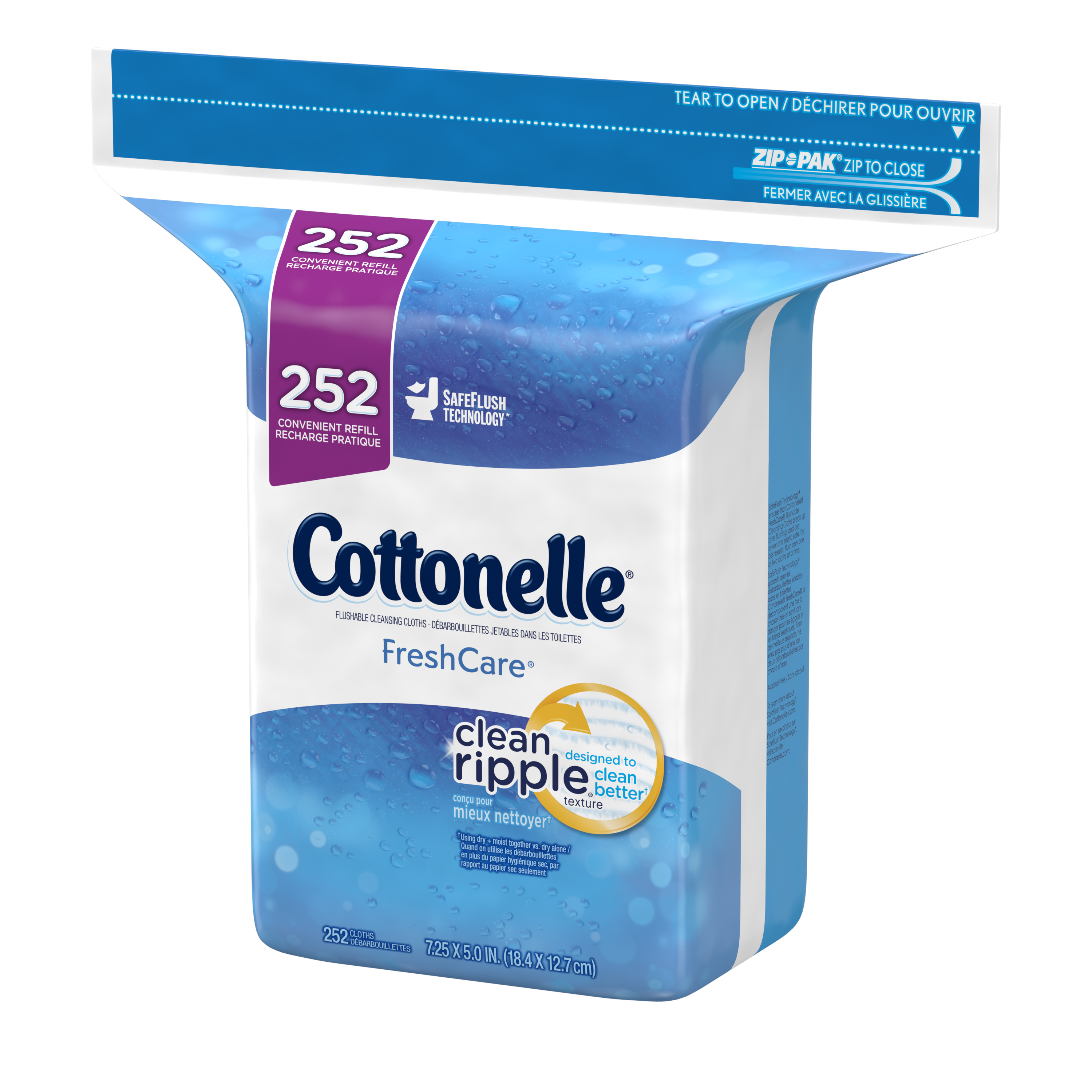 Cottonelle Flushable Wet Wipes for Adults, 1 Refill Pack, 252 Flushable Wipes, Alcohol-Free - image 5 of 10