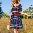 thumbnail image 3 of Artistic geometric pattern - Multicolor checkered and striped pattern Sleeveless Dress summer dress for women 2024 Long dresses, 3 of 7
