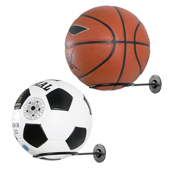 Clispeed Lot de 2 porte-ballons muraux pour basket-ball, football, volley- ball, ballon d'exercice (noir) 