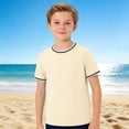 thumbnail image 2 of T-shirts à Manches Courtes Col Rond Unis pour Garçons, Hauts Décontractés Légers pour l'École et les Sorties, 5-14 Ans, 2 of 4