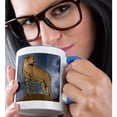 thumbnail image 2 of 3drose, Africa, Namibia. Close up of Cheetah on Mound at Sunset., 11oz Two-tone Blue Mug, 2 of 6