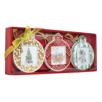 Holiday Time 3 Piece 2.5 x 2.5 op Ornament Picture Frame Set