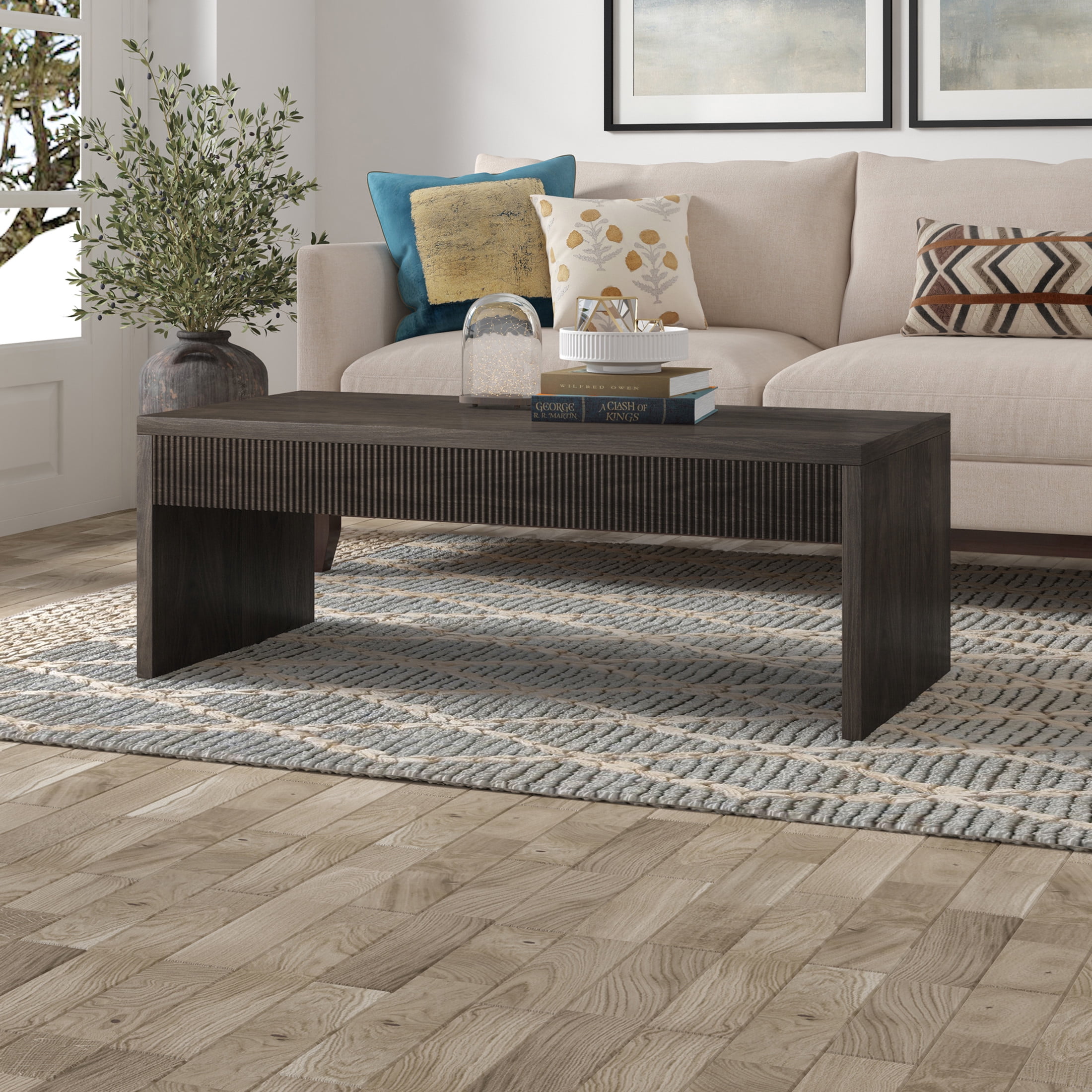 Evelyn&Zoe Modern/Contemporary 48" Wide Alder Brown Coffee Table
