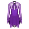 thumbnail image 4 of TiaoBug Women's Figure Ice Skating Gymnastic Leotard Roller Skating Performance Dress Purple L, 4 of 7
