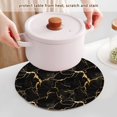 thumbnail image 4 of Black and Gold Marble 3 Pcs Pot Holders Trivets Set Woven Heat-Resistant Kitchen Round Mats Large Hot Pads for Cooking Baking Counter Table, 4 of 6